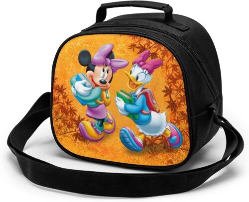 Minnie et Donald Duck Sac de repas pour enfants Sac fourre-tout isotherme thermique avec bandoulière Bento portable, boîte de rangement des aliments chauds, boîte à déjeuner pour enfants pour l'école