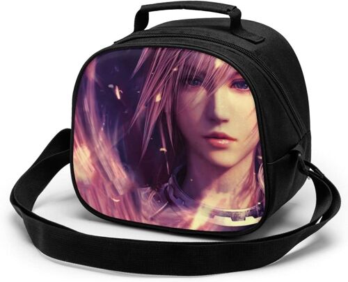 Final Fantasy Sac de repas pour enfants Sac fourre-tout isotherme thermique avec bandoulière Bento portable étanche, boîte de rangement des aliments chauds, boîte à déjeuner pour enfants pour l'école