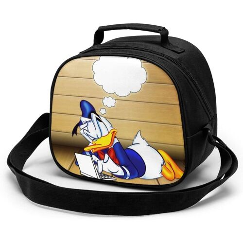 Donald Duck Sac de repas pour enfants Sac fourre-tout isotherme thermique avec bandoulière Bento portable étanche, boîte de rangement des aliments chauds, boîte à déjeuner pour enfants pour l'école