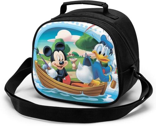 Mickey Mouse Donald Duck Sac de repas pour enfants Sac fourre-tout isotherme thermique avec bandoulière Bento portable, boîte de rangement des aliments chauds, boîte à déjeuner pour enfants pour l'école