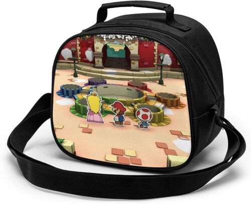 Mario Sac de repas pour enfants Sac fourre-tout isotherme thermique avec bandoulière Bento portable étanche, boîte de rangement des aliments chauds, boîte à déjeuner pour enfants pour l'école