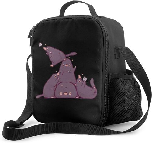 Niffler Cartoons Boîte à déjeuner avec doublure isolée rembourrée, sac à déjeuner isotherme portable, sac à bandoulière portable pour adultes et enfants à l'école, au bureau en plein air