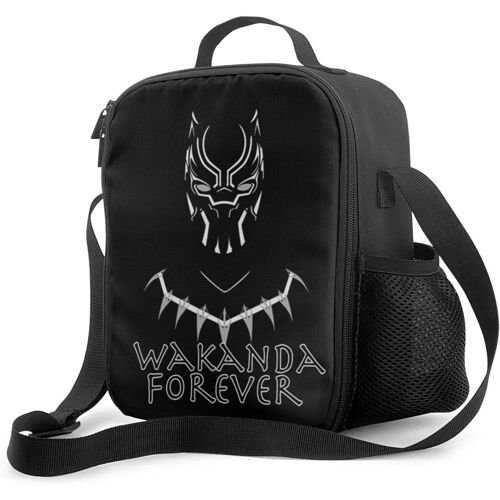 Wakanda Forever Boîte à déjeuner avec doublure isolée rembourrée, sac à déjeuner isotherme, sac à déjeuner portable à bandoulière pour adultes et enfants à l'école, au bureau en plein air