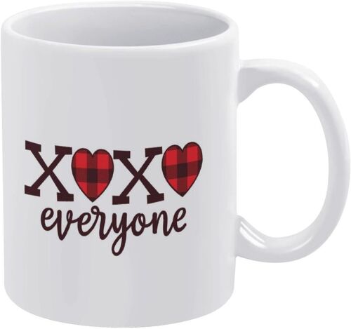 Xo Xo Tout Le Monde Tasse A Cafe Buffalo Plaid Coeur Tasse En Ceramique Tasses A Boire Tasses A Cafe Blanches 11 Oz Pour Le Bureau A La Maison