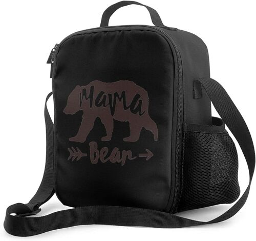 Mama Bear Boîte à déjeuner avec doublure isolée rembourrée, sac à déjeuner isotherme portable, fourre-tout étanche pour adultes et enfants à l'école, au bureau en plein air