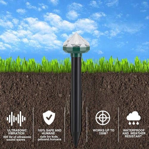 Répulsif Souris Anti Taupe Lampe Solaire Extérieur, 2 En 1 Anti Rongeur Mulot Souris Rat Taupe Ultrason Et Vibration Plus Lumière Jardin Solaire Piquet Au Sol Couleur, 2pcs