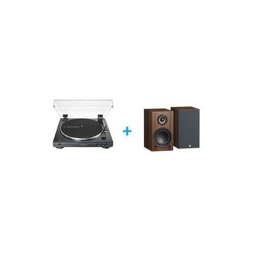 PLATINE VINYLE AUDIOTECHNICA AT LP60XBT NOIR + ENCEINTES AMPLIFIÉES BLUETOOTH TRIANGLE LN01A CHÂTAIGNIER VENDUES PAR PAIRE