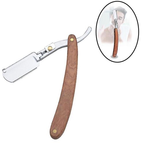 Rasoir Droit Avec Manche En Bois Véritable Et Porte-Lame - Outil De Rasage Classique