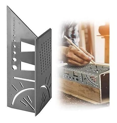 Multifonctionnel Angle de travail du bois Mesure Règle 3D, Travail du bois 3D Règle de positionnement Angle de pliage Règle de mesure de forme (gris) (1pc)