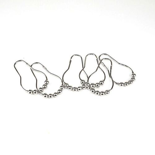 24pcs Douche Rideaux Crochets Anneaux Rollerballs Chrome Acier Inoxydable Métal Sans Rouille Argent Couleur