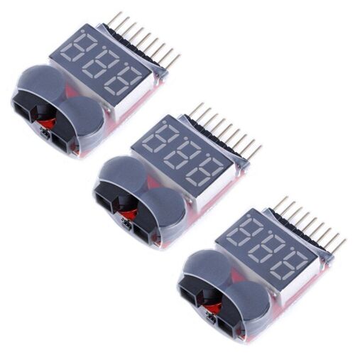 3 Pièces - Vérificateur De Cellules De Voiture Rc, Anneau Bb Lipo, Alarme De Batterie Faible, Indicateur De Tension, Voltmètre, Moniteur Dévoilé Er, Alarme 1-8s 2.7-3.8v, 3 Pièces