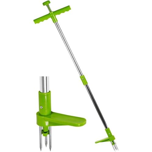Extracteur de mauvaises herbes, outil à main en acier inoxydable pour extracteur de mauvaises herbes manuel debout avec 3 broches haute résistance