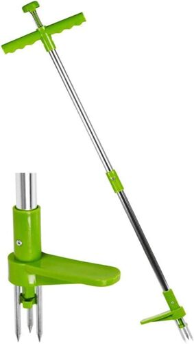 Extracteur de mauvaises herbes, outil à main en acier inoxydable pour extracteur de mauvaises herbes manuel debout avec 3 broches haute résistance