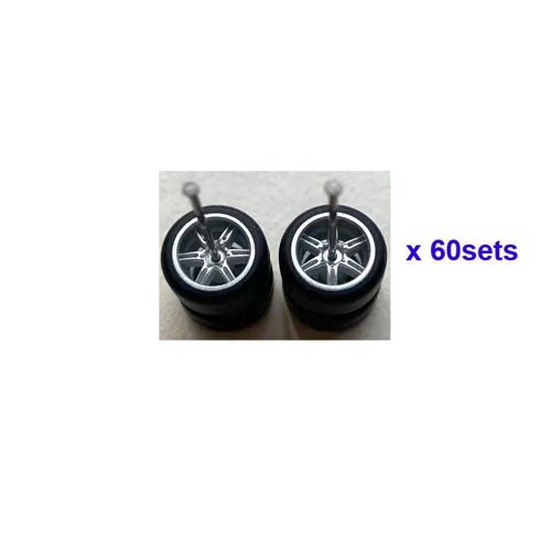 60set Nouvel Argent 6sp - Roues De Voiture En Alliage Avec Pneus En Caoutchouc, Pour Modèles De Voitures 1:64, 11mm, Taille 1/64, Pour For60