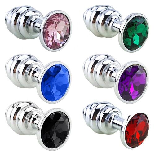 Plug Anal En Métal, 7 Couleurs, Jouets Sexuels Pour Femmes, Bijoux En Acier Inoxydable + Cristal, Produits Sexuels, Perles Anales En Spirale