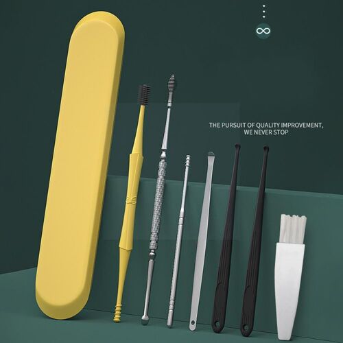 Cure-Oreille À Double Tête, Dispositif De Massage De La Tête, Doux, Nettoyeur, Soins, 7 Pièces, H7o6