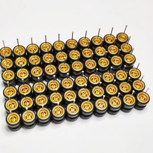 Or À 4 Rayons - Mini Roues De Voiture En Alliage Avec Pneus En Caoutchouc Chromé, Mini Voitures Modèles 1:64, Boîte D'allumettes Domeka, Vente Promotionnelle, 60 Pièces, 30 Ensembles, 1/64