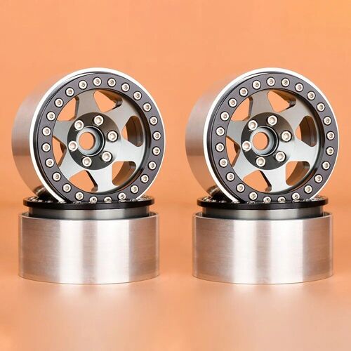Lt18052 Gray 4pc - Jante De Roue Cnc En Alliage D'aluminium 1.9 Beadlock, Pour 1/10 Rc Inoler Car Axial Scx10 90046 Axi03007 Yikong Vs4-10 Redcat Gen8