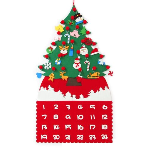 Calendrier de l'Avent à Remplir,Arbre de Noël en Feutre Enfants,Calendrier de l'Avent avec Ornements suspendu Cadeaux de Noël pour Enfants