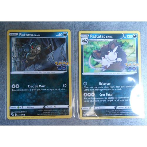 Carte Pokemon Rattata 041/078 + Rattatac 042/078 - Eb10.5 - Pokemon Go - Vf