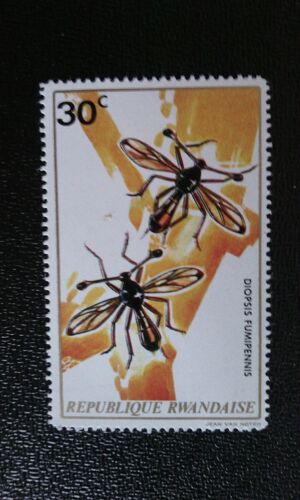 Timbre Rwanda Yt 502 Mouche Aux Yeux De La Tige (Diopsis Fumipennis) 1973