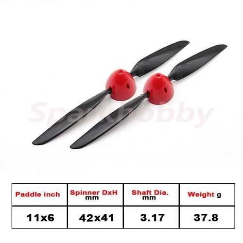 2 Set 11x6 3.17 Mm - Hélice Pliante Avec Couvercle De Spinner, Avion Rc, Arbre Moteur, Drones F¿Taux-Générique