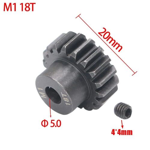 M1 18t - Engrenage De Moteur De Voiture À Pignon Métallique, En Acier Noir, Pour Modèle 1/8 Rc Dallas, 5mm