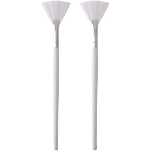 Masque Facial Brosse Fan Forme En Bois Masque Facial Brosse Applicateur Pinceau De Maquillage Pour Outil De Bricolage, Blanc2pcs