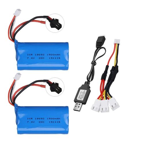 1500mah - Batterie Pour Wpl Mn99s D90 U12a S033g Q1 H101 Sm,Pièces De Drones, Bateaux Rc, Voitures-Générique