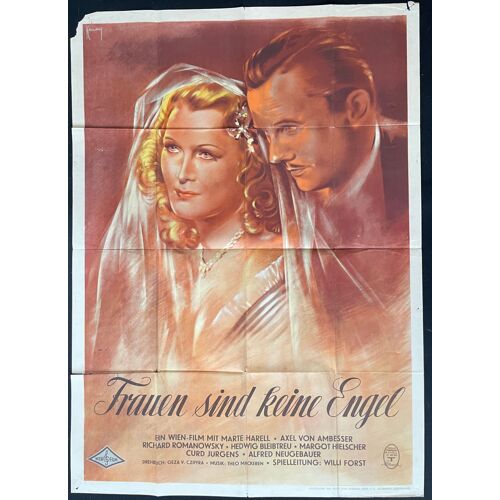 Women Are No Angels - Frauen Sind Keine Engel - Film 1944 Willi Forst Avec Axel Von Ambesser, Margot Hielscher, Curd Jurgens - Affiche De Cinéma Originale Allemande 119x86 Cm - Movie Poster