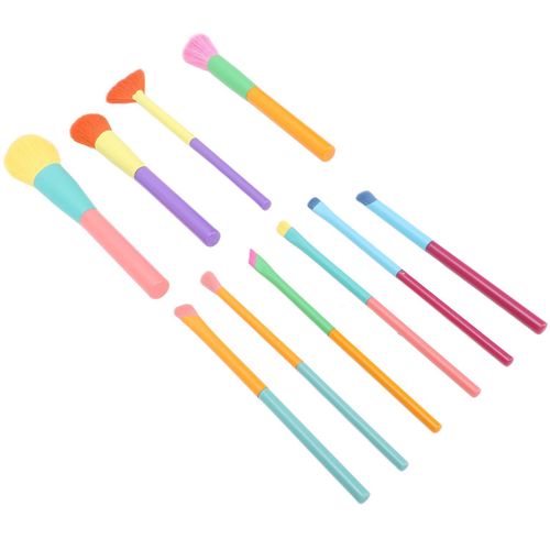 Lot De 10 Pinceaux De Maquillage Colorés ¿ Pinceaux Cosmétiques En Poils De Nylon Doux 