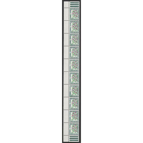 Bloc 10 Timbres-Taxe Bord Gauche De Feuille 2 Coins France 1971 Yvert Et Tellier N°98 Catharanthus Roseus Neuf**