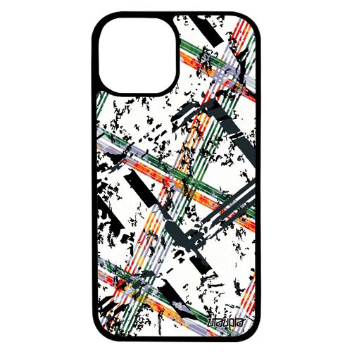Coque carreau tartan pour iPhone 13 en silicone motif housse original unique personnalisé design coloré texture moderne noir