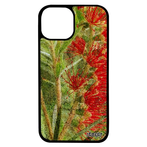 Coque Telephone Iphone 13 Silicone Fleurs Texture Personnalisé Tpu Portable Vert Fond Original Design Noir Plante Exotique De