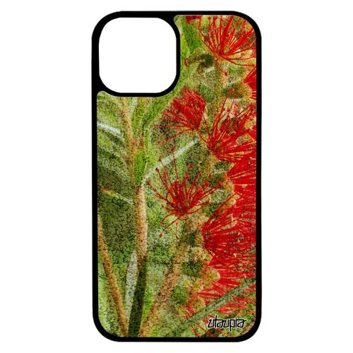 Coque iPhone 13 mini silicone fleurs original telephone design portable nature rigide cover de protection plante exotique vert