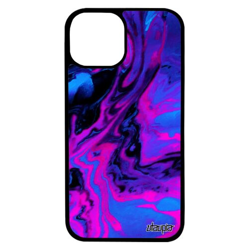 Coque pour iPhone 13 silicone peinture design rigide texture nature noir telephone motif marbre original violet antichoc art