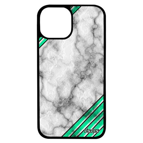 Coque iPhone 13 pro max silicone marbre motif granite triangle vert original case portable geometrie texture coloré smartphone