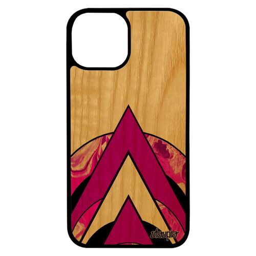 Coque Pour Iphone 13 Mini Bois Silicone Marbre Etui Motif Mobile Design Solide Geometrie Texture Housse Original Peinture Rose