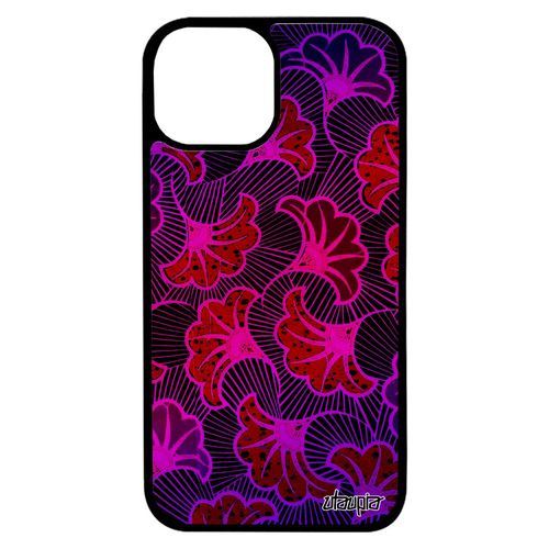 Coque Telephone Iphone 13 Mini Silicone Wax Coloré Caoutchouc Artisanat Rigide Etui Motif Imprimé Violet Original Africain De