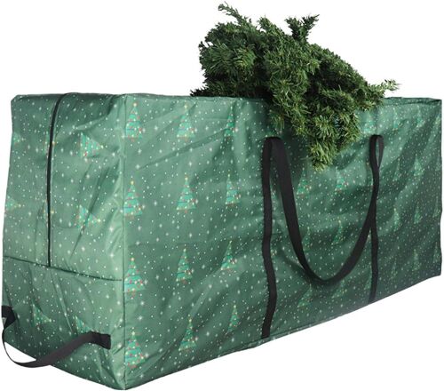 Grand Rangement pour Sapin Noël Grand Sac en Tissu Oxford 210D très résistant avec poignées renforcées et Double Fermeture éclair Le Stockage d'arbre Protection,Vert