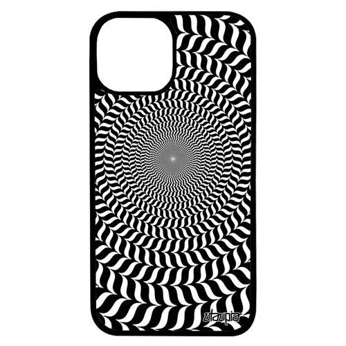 Coque illusion d'optique iPhone 13 pro max en silicone original rond noir et blanc etui magie antichoc art visuel personnalisé