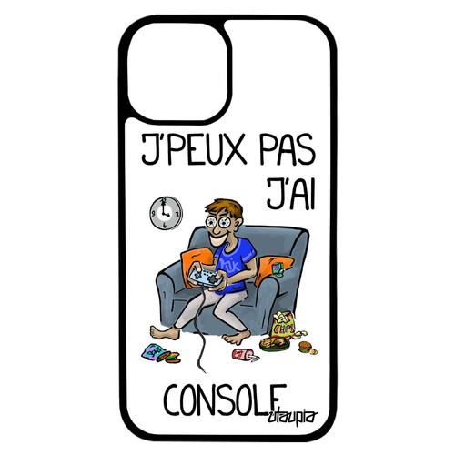 Coque silicone iPhone 13 j'peux pas j'ai console noir geek blanc jeux video humour original etui bande dessinée telephone play