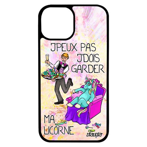 Coque Iphone 13 Mini Silicone J'peux Pas J'dois Garder Ma Licorne Violet Humour Animaux Texte Drole Je Jpeux Original Comique