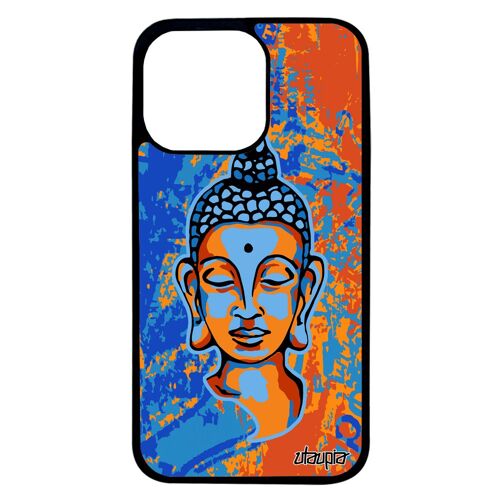 Coque En Silicone Iphone 13 Pro Bouddha Portrait Solide Antichoc De Protection Jolie Bleu Illustration Zen Telephone Original