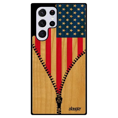 Coque Bois Samsung Galaxy S22 Ultra Silicone Drapeau Etats Unis Usa Americain Mobile Souple Jeux Olympiques Football Basket Foot Nfl