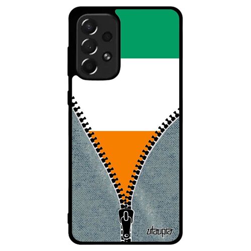 Coque Pour A73 En Silicone Drapeau Cote D'ivoire Ivoirien De Protection Foot Football Jo Basket Design Metal Noir Can Samsung Galaxy