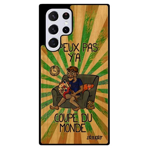 Coque En Bois S22 Ultra Silicone J'peux Pas Y'a Coupe Du Monde Jpeux Portable Supporter Football Motif Dessin Sport Samsung Galaxy