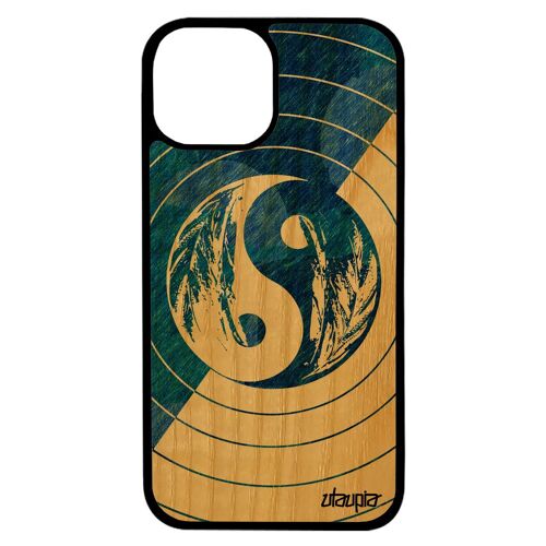 Coque Silicone Iphone 13 Bois Yin Et Yang Bleu Couleur Cercle Telephone Mobile Art Tpu Noir Ying Bumper Homme Equilibre Pastel