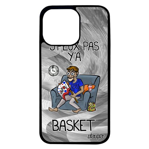 Coque silicone rigide iPhone 13 pro j'peux pas y'a basket bumper basketball housse case gris drole humoristique NBA supporter