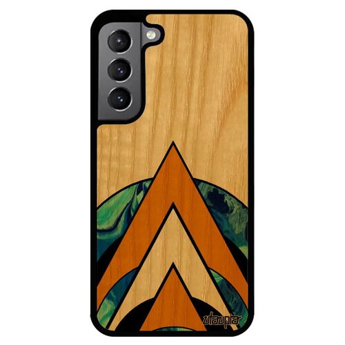 Coque Marbre Pour S22+ Plus En Bois Naturel Silicone Geometrique Motif Triangle Peinture Design Made In France Samsung Galaxy